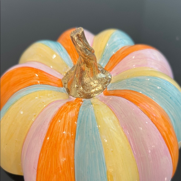 MacKenzie-Childs Cotton Candy Mini Check & Stripe Pumpkin - Picture 4 of 7